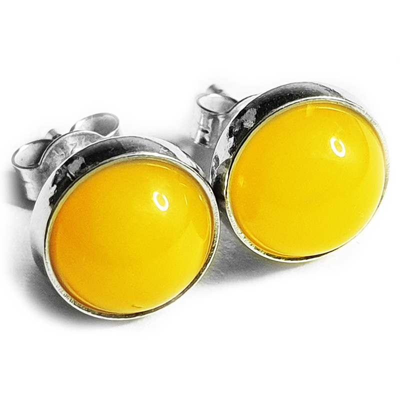 Kolczyki 8mm Bialy Bursztyn 3762 1200